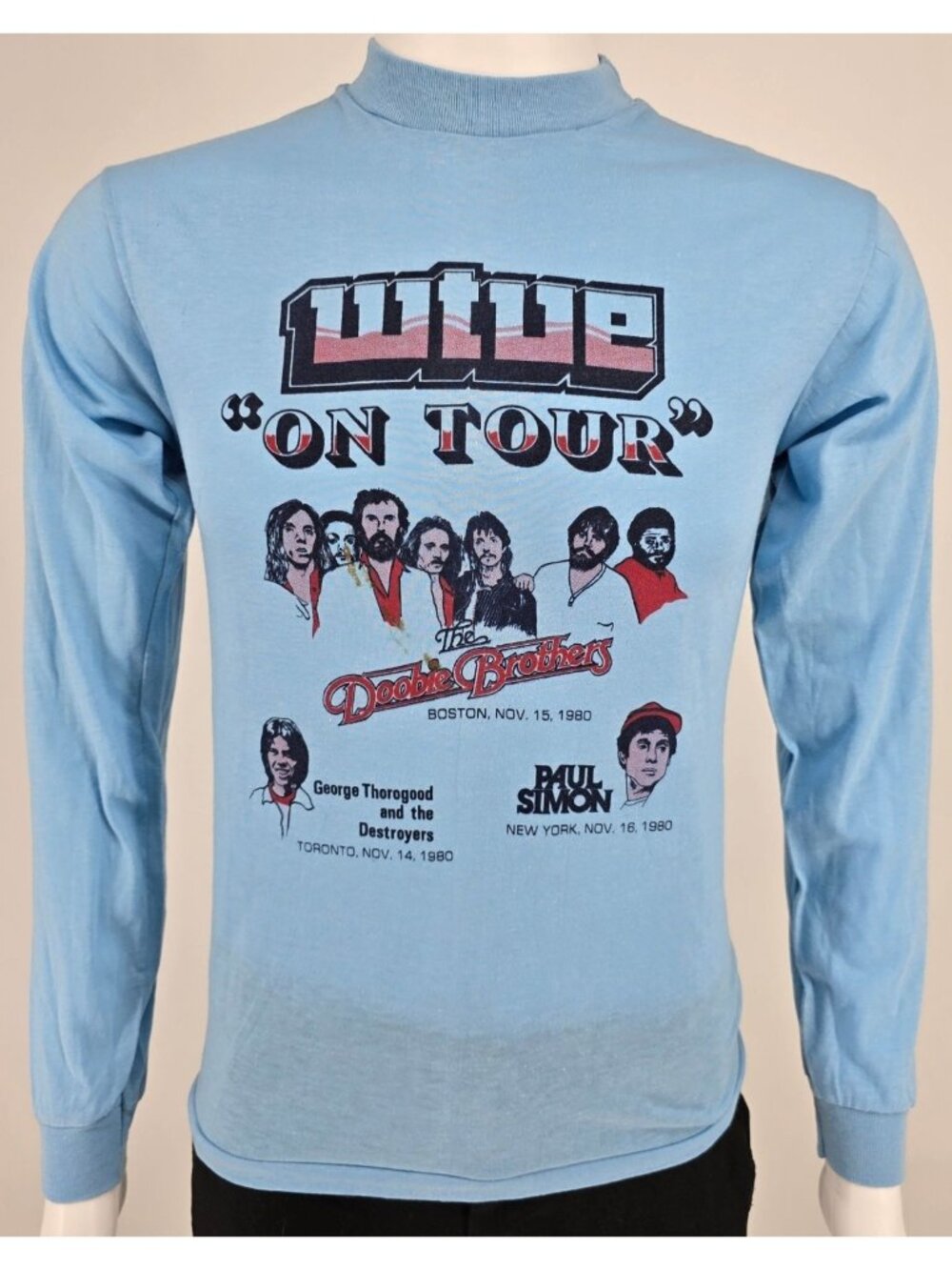 Vintage 1980 WTUE " On Tour" Doobie Bros, Long Sleeve Concert Promo T-Shirt (S)